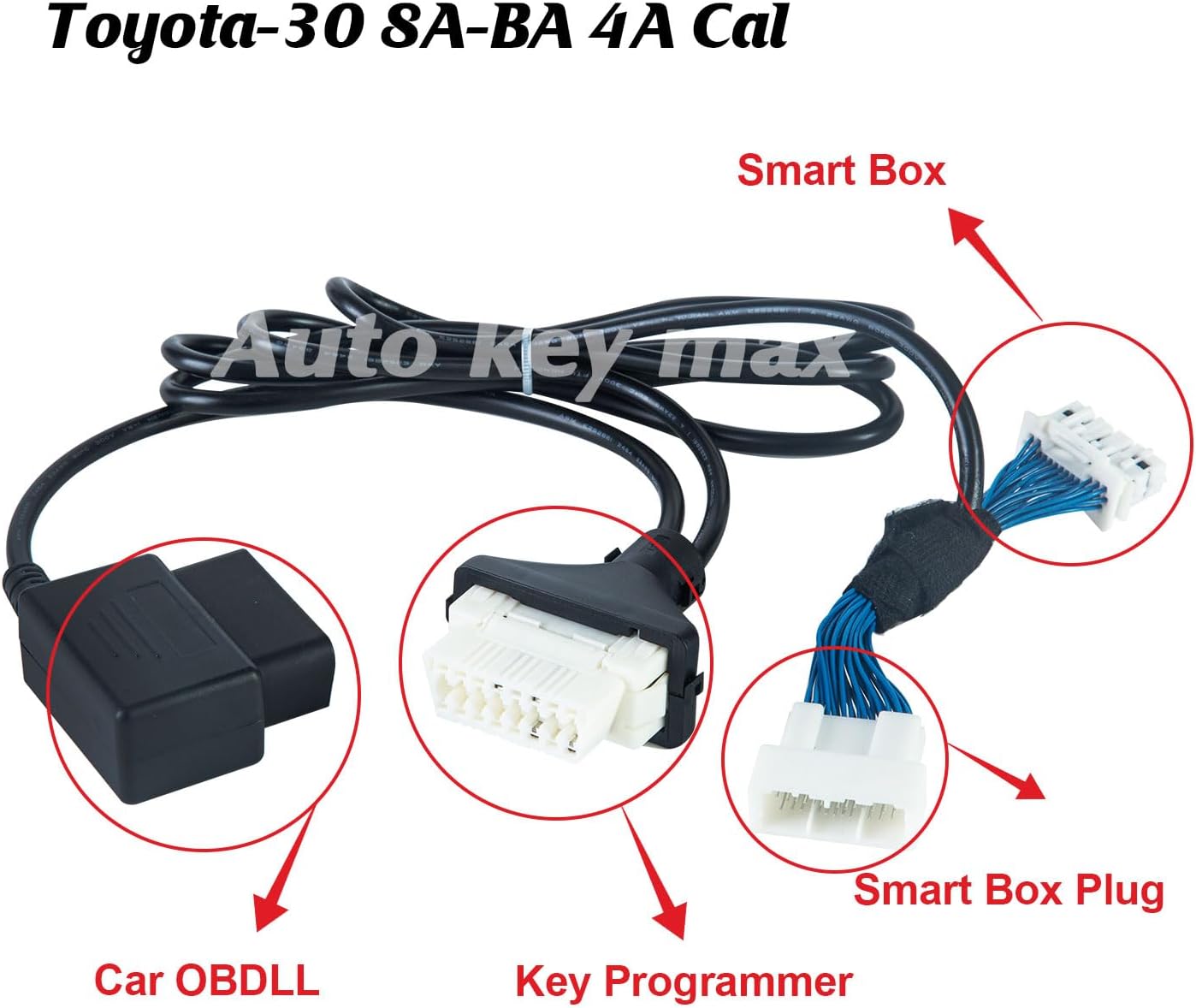 OBDII OBD2 Diagnostic Cable Adapter Program All Keys Lost Via OBD -Without PIN Code Fit for Toyota 30 pin 8A-BA and 4A Models
