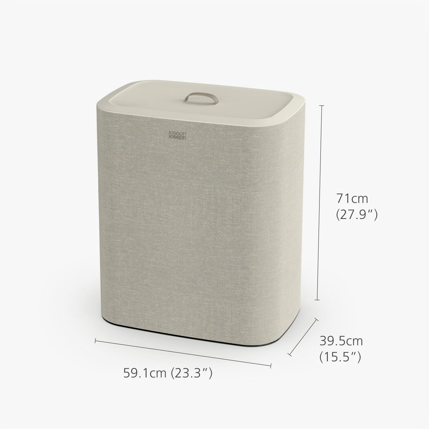 Joseph Joseph Tota Trio 90-Liter Wäschesortierkorb mit Deckel, 3 herausnehmbare Wäschesäcke, Ecru Beige