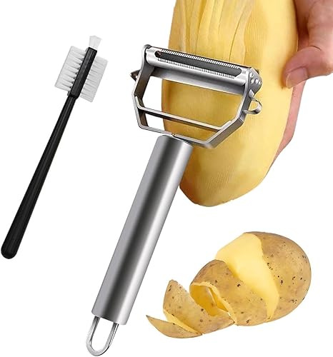 Miniatura 1 de Juliana y pelador de verduras, mango antideslizante de acero inoxidable, ideal para pelar zanahoria, calabacín, papa, tomate, melón y frutas