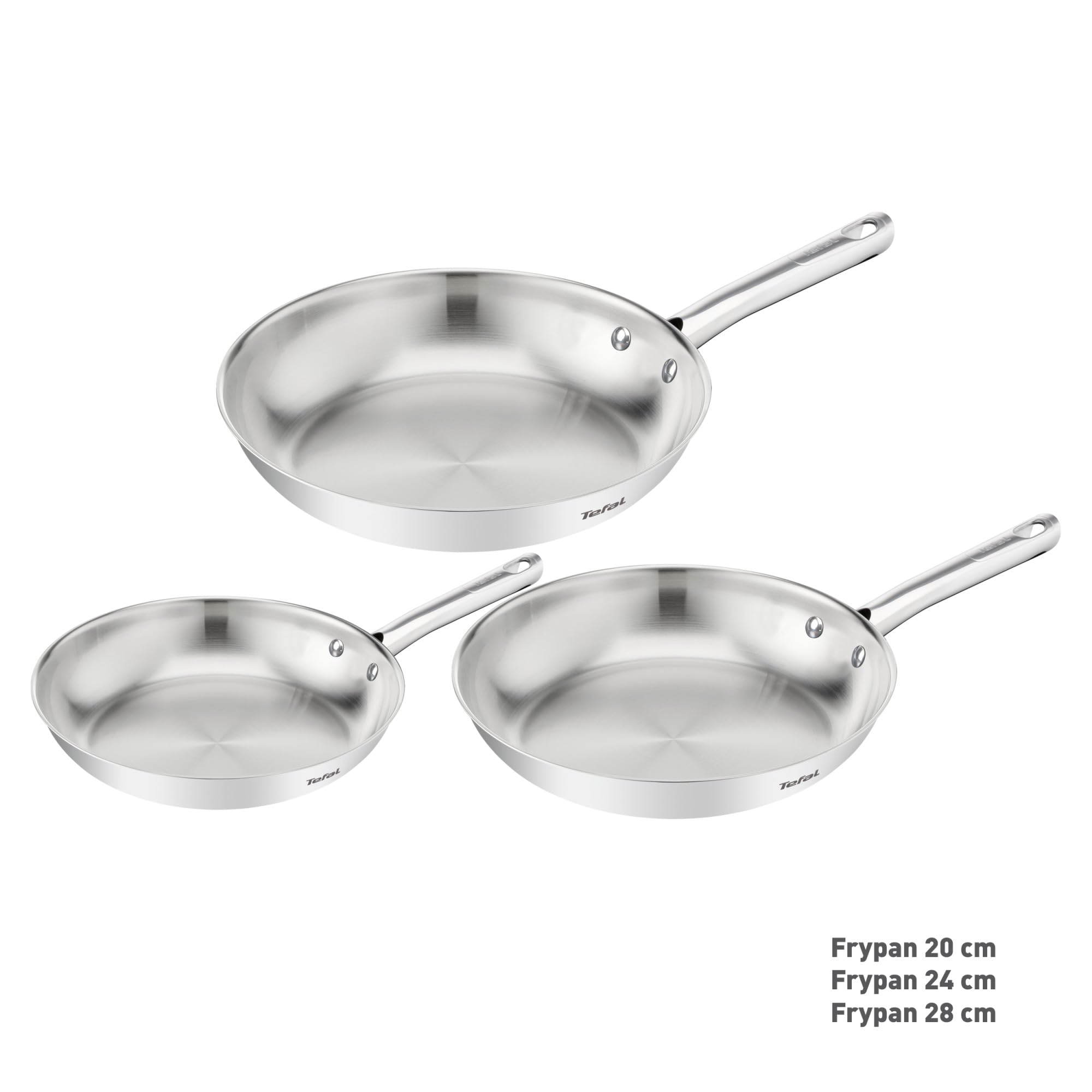 Tefal Duetto On, Batterie de 3poêles 20/24/28cm, Inox de qualité supérieure, Garantie de 10ans, Résultats croustillants,