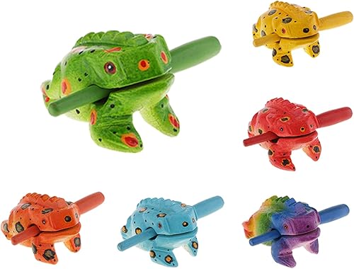 Miniatura 11 de 3.5" Instrumento de escofina de madera de rana Guiro - Percusión Musical Tone Block Craft (azul)