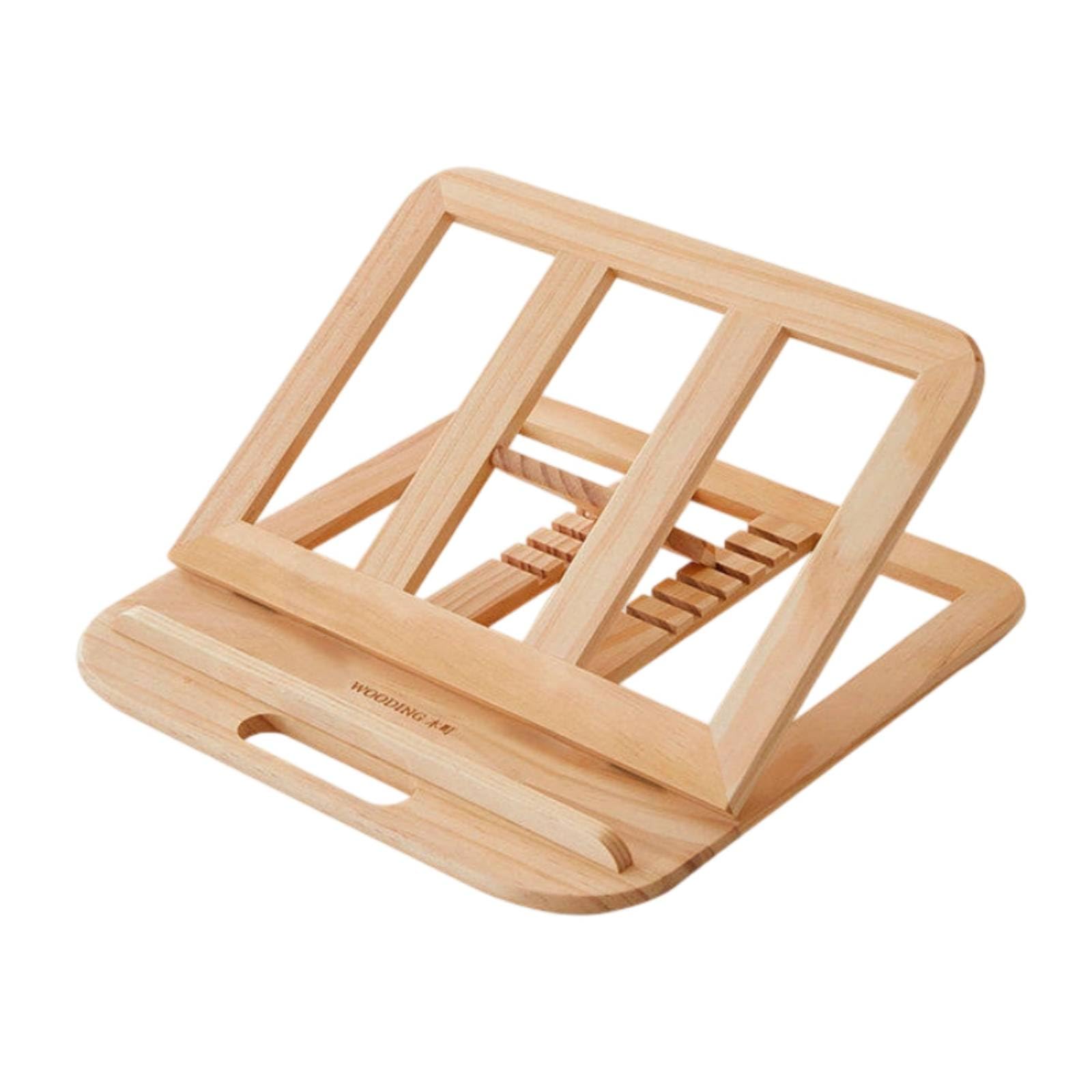 Soporte Portátil para Portátil Elevador Base Atril Soporte Ajustable de Madera de Pino con Ángulos Regulables y Bandeja Asa Ranurada Adecuado para, Soporte De Pino 28x28x1.8cm