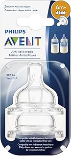 Philips Avent Anti-Colic Fast Flow Nipple for Avent Anti-Colic Baby Bottles, 6 Months+ (Pack of 2)