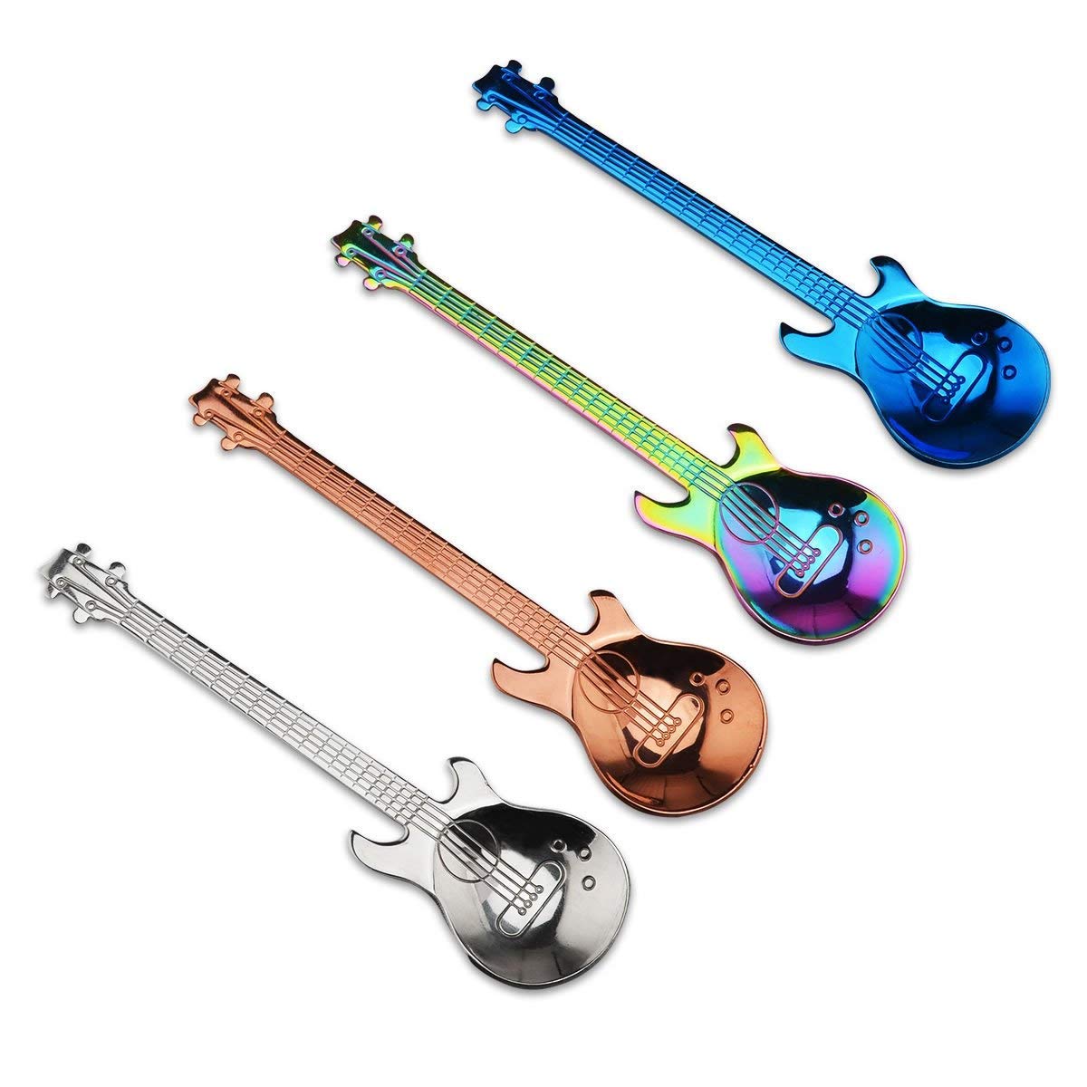 Cucchiaini da caffè a forma di chitarra, cucchiai in acciaio inox, 7