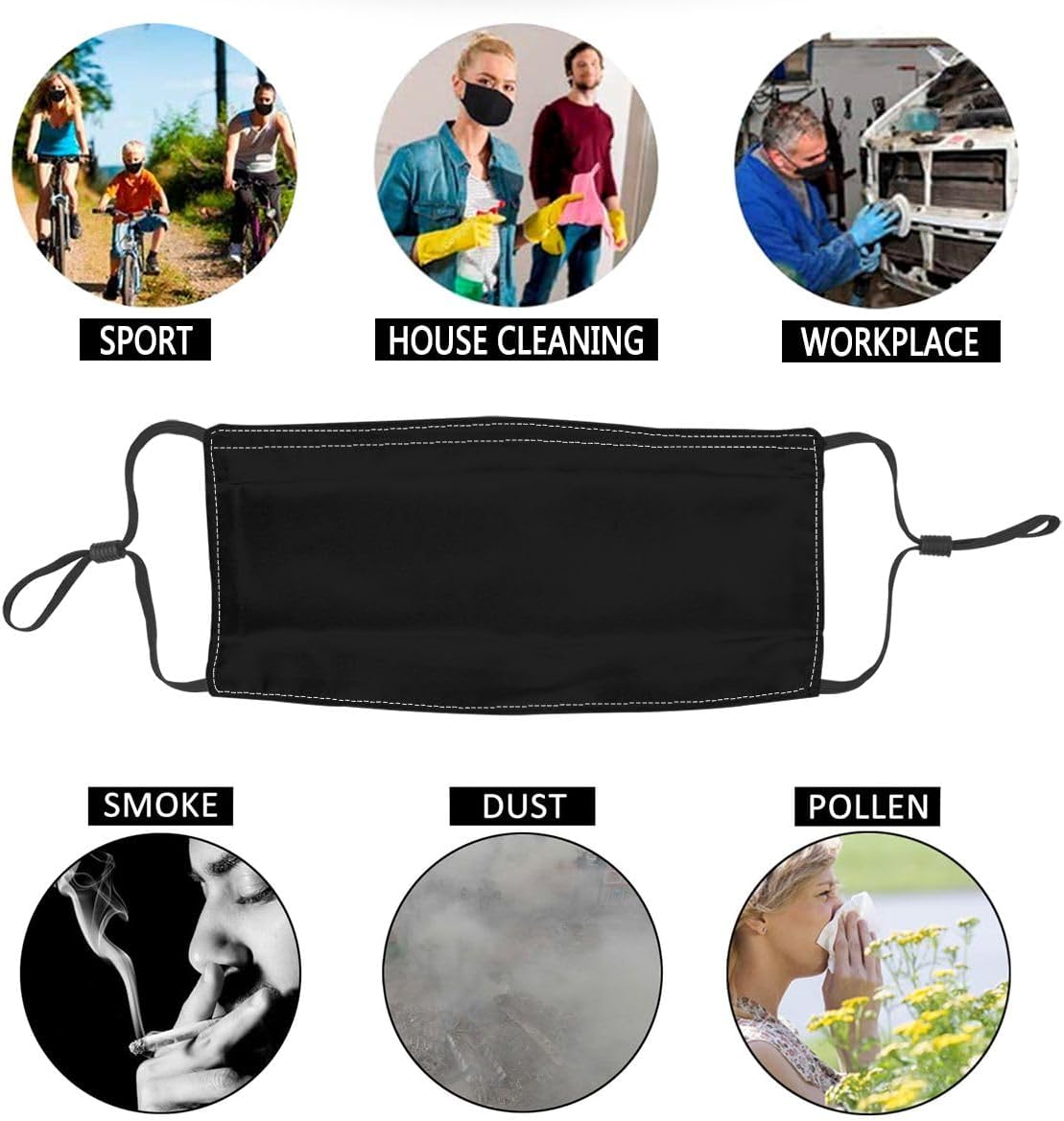 Custom Dust Masks, Add Your Own Text/Image, Personalized Reusable Breathable Face Cover, 37Colors, 5.9"x7.9"