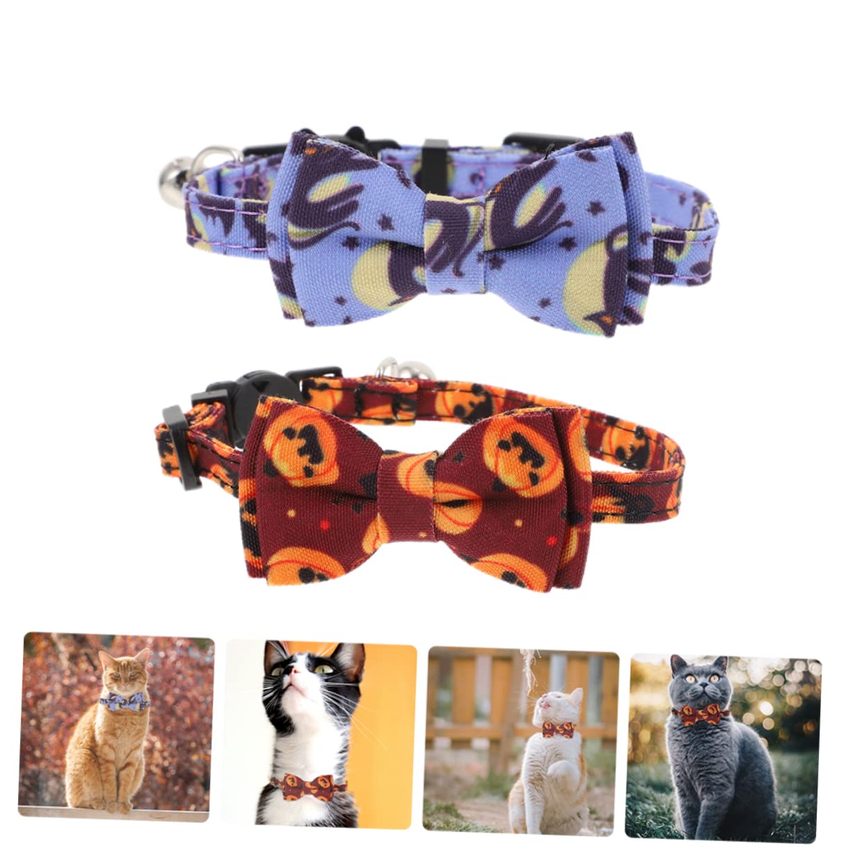 Kisangel 6stücke Katzenhalsband Mit Halloween- Verstellbar Mit Glöckchen Und Schleife Für Kätzchen Und Kleine Hunde Dekorative Haustierhalsbänder Für Feste Und Feiertage