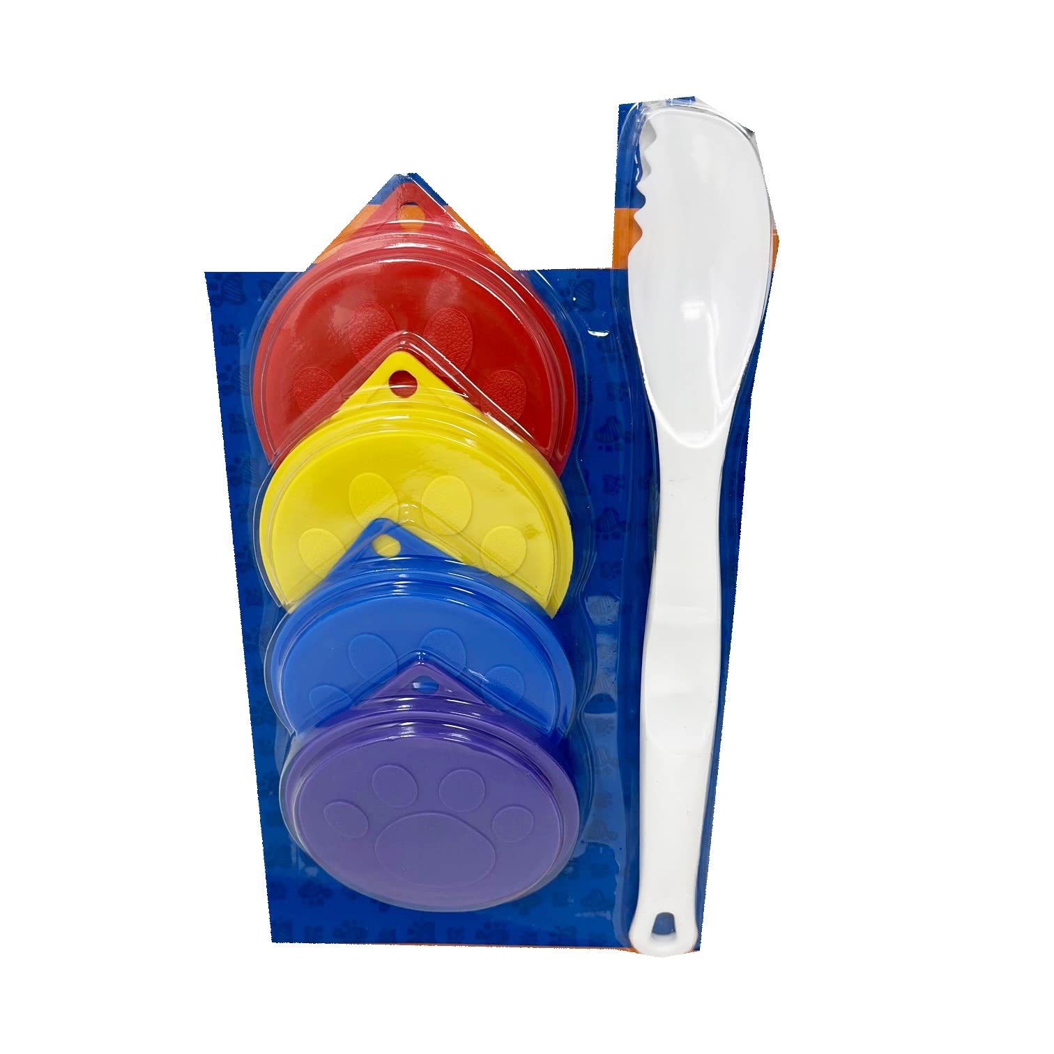 Zvire Pet Food Can Covers 4-Pack with Serving Spoon, Reusable Plastic Lids for Standard Size Cans