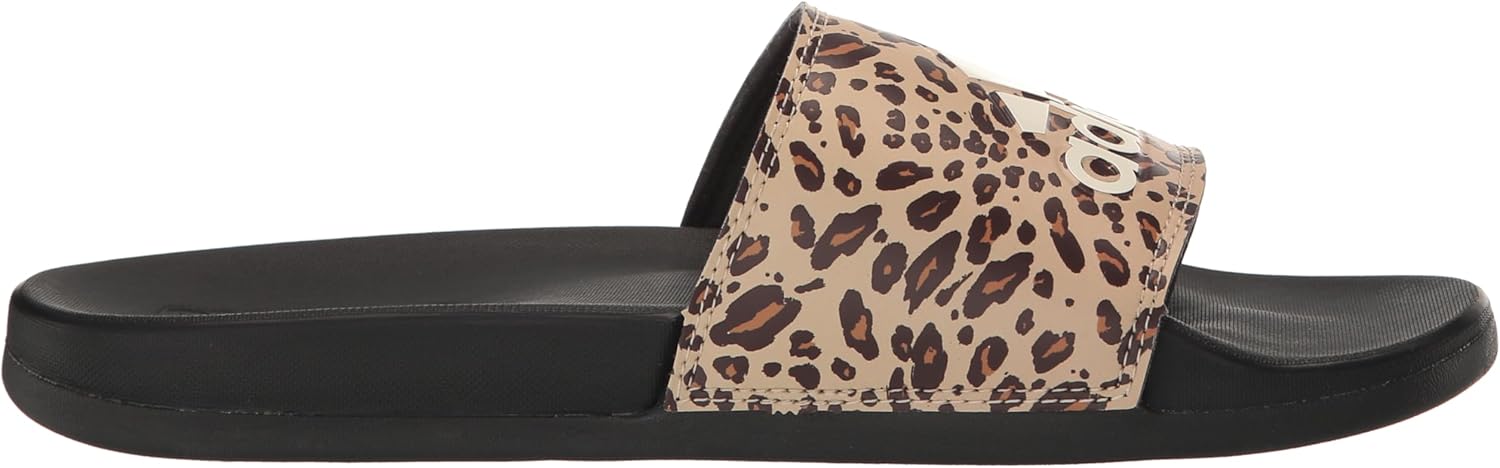 adidas Women's Adilette Comfort Slide Sandal 5 Black/Off White/Magic Beige