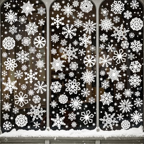 YUJUN Snowflake Window Clings Stickers for Christmas Winter Decorations