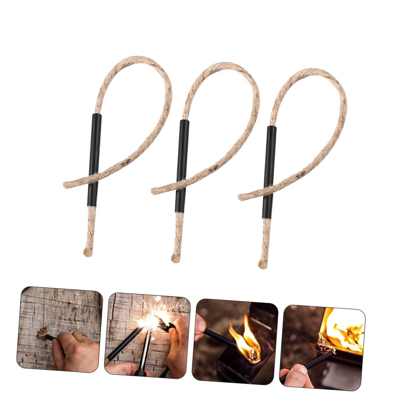 5 Sätze Bienenwachseil Docht Feuerstarter Feuerelighter Zum Campen Feueranzünder Für Den Außenbereich Feuerstartschnur Lagerfeueranzünder Camping Leichter Hanfseil 3 Stück * 5