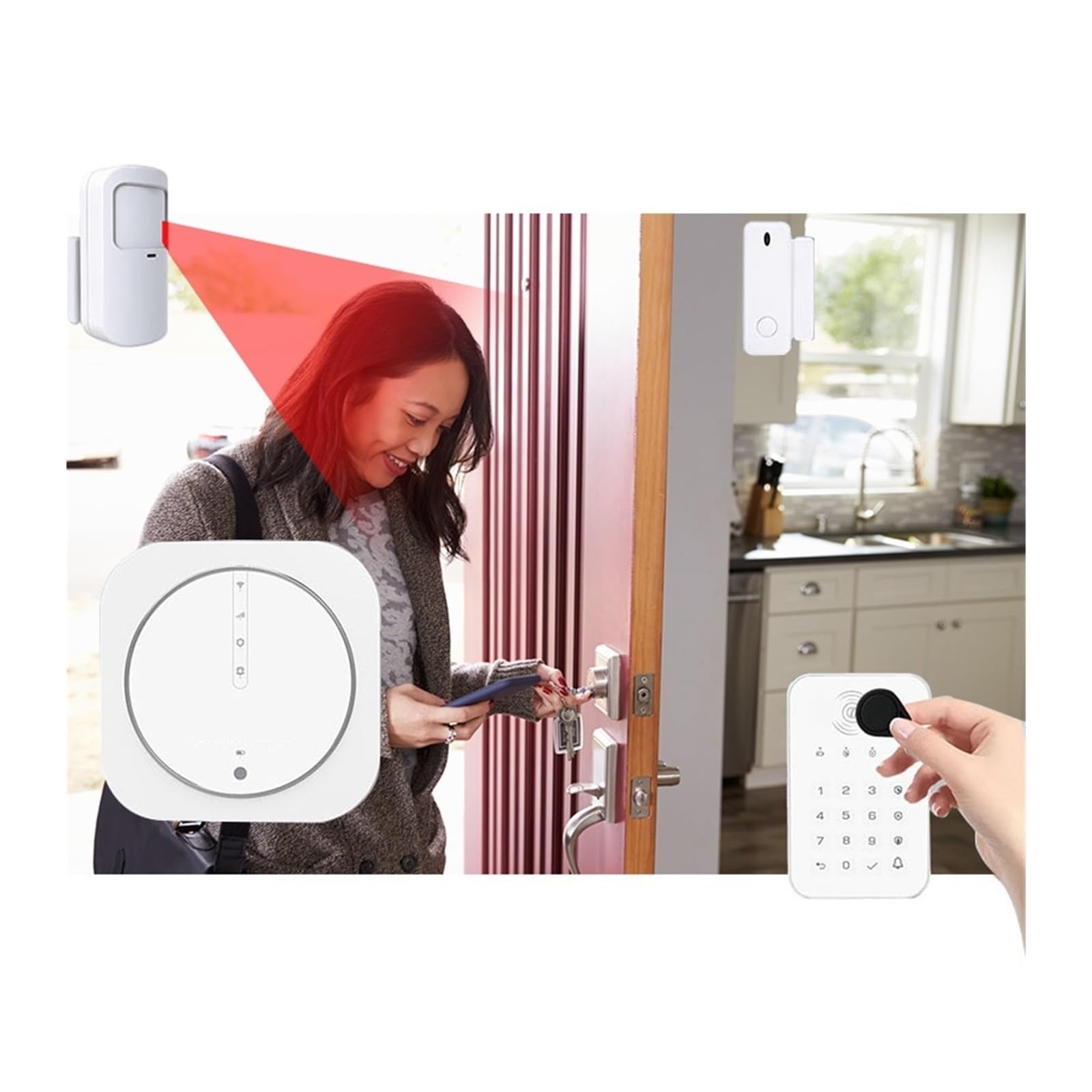Nessun Canone Mensile Kit di allarme Protezione sicurezza domestica Tag supporto Sirena wireless APP Controllo remoto(Kit3)