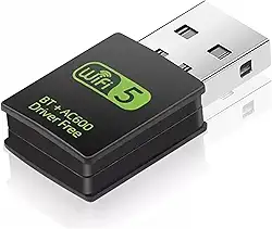 Adaptador USB WiFi Bluetooth, receptor externo de rede sem fio de banda dupla de 600 Mbps 2,4/5 GHz, mini dongle WiFi para PC/laptop/desktop