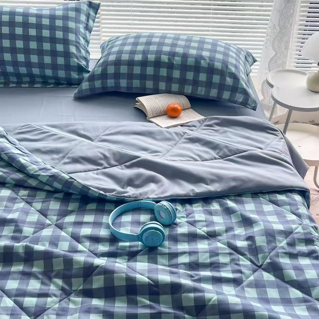 Bedspread Coverlets Patchwork Quilts Double/Set King Size Cotton Reversible Quilt,Lightweight and Breathable Super Soft Summer Quilt,Air Conditioning Quilt,Couch Blanket Bedding(K,150x200cm)