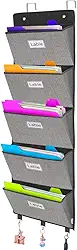 homyfort Organizador de arquivos sobre a porta, pastas de arquivo para pendurar na parede com 5 bolsos grandes para correspondências, revistas, material de volta às aulas, armazenamento de gráficos de