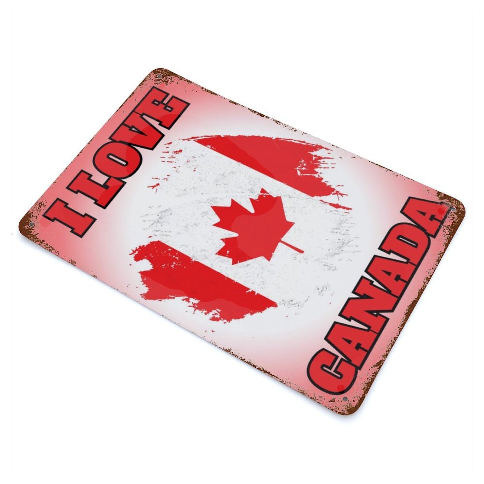 Canada Flag Rusty Metal Tin Sign 11.8"x7.9", for Shed, Workshop And Garage Wall Decor, Novelty Wall Decor