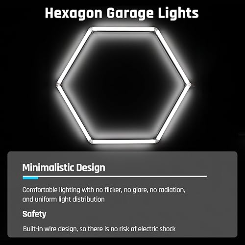Miniatura 6 de Luces hexagonales de garaje, luces de garaje superbrillantes, para techo, 27 unidades, 6500 K, para gimnasio, sótano, almacén, tienda de belleza