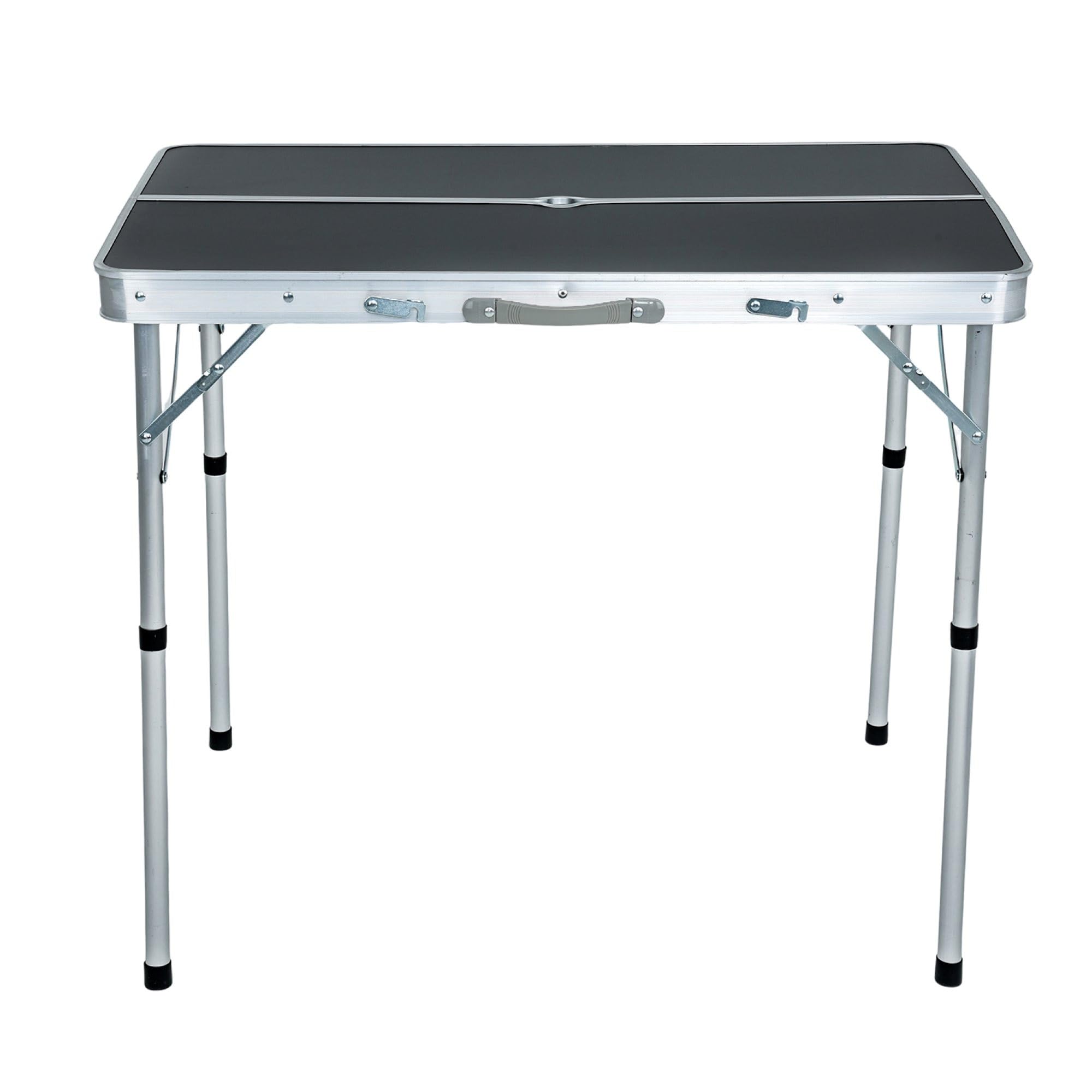 AKORD | Ensemble de Voyage Roi | Table + 2 bancs | Mobilier de Camping | pour Le Jardin | Pliable | Construction Durable | Portable | Léger | Aspect Classique | Norme en 581 | Noir