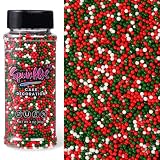 Christmas Nonpareils Sprinkles, Sujoygar 4Oz Christmas Sprinkles For Cake Decorating,Edible Balls For Cupcake Toppers Baking Cookie Ice Cream Dount Chocolate