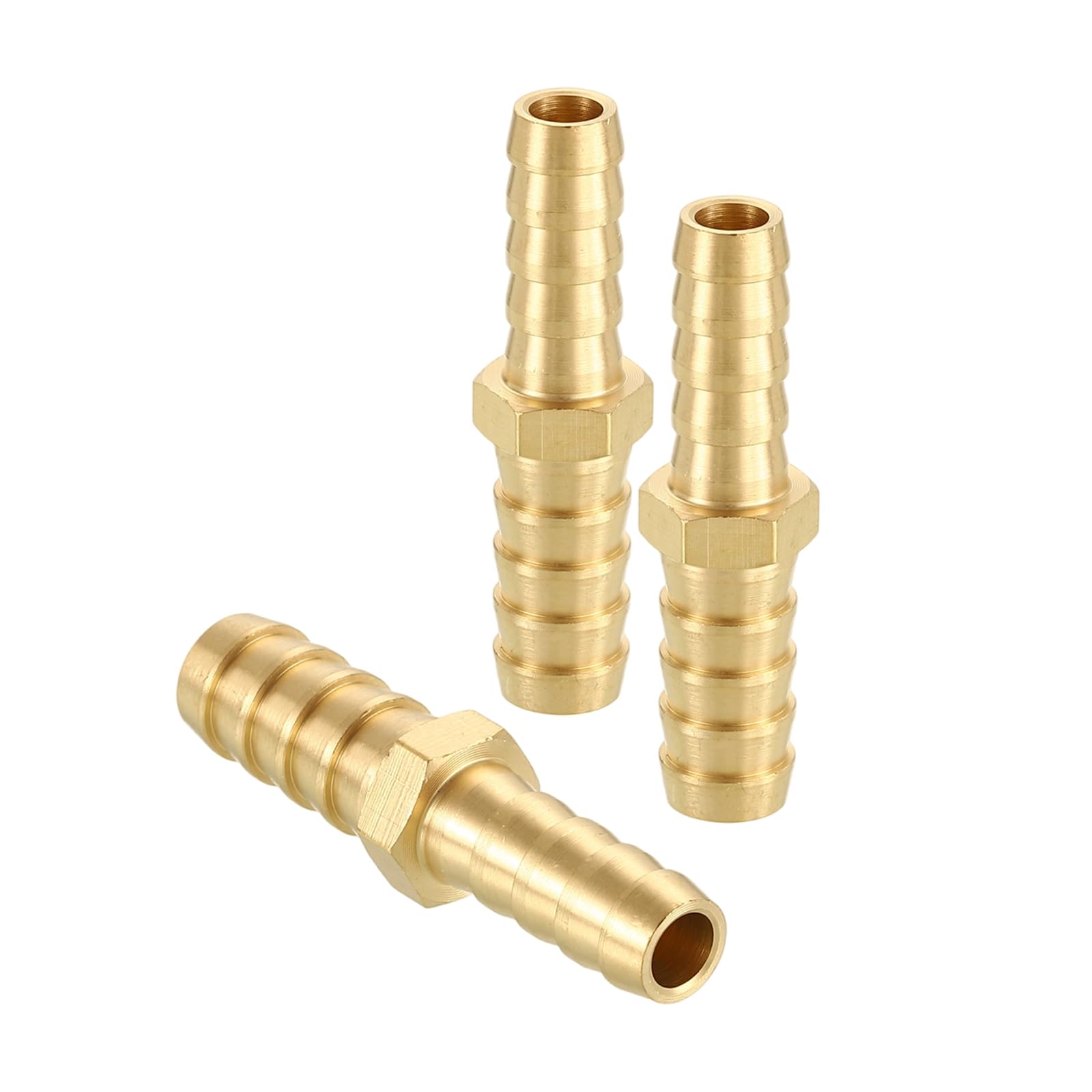 sourcing map 3pcs 12mm to 6mm Brass Hose Barb Fitting Metals Splicer Mender