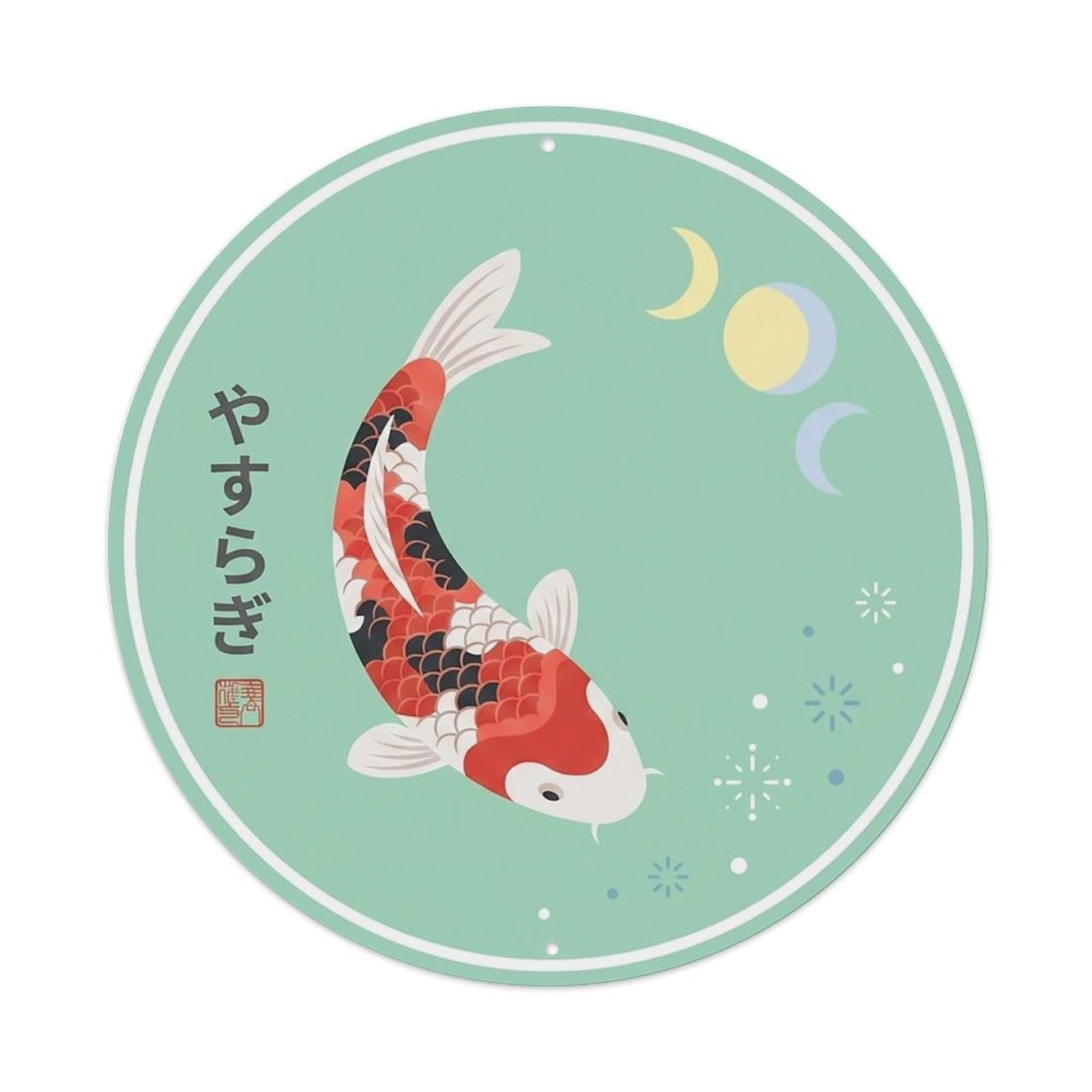 Odgynaw 8X8inch(20X20cm) Vintage Koi Fish Japanese Rose Metal Tin Sign