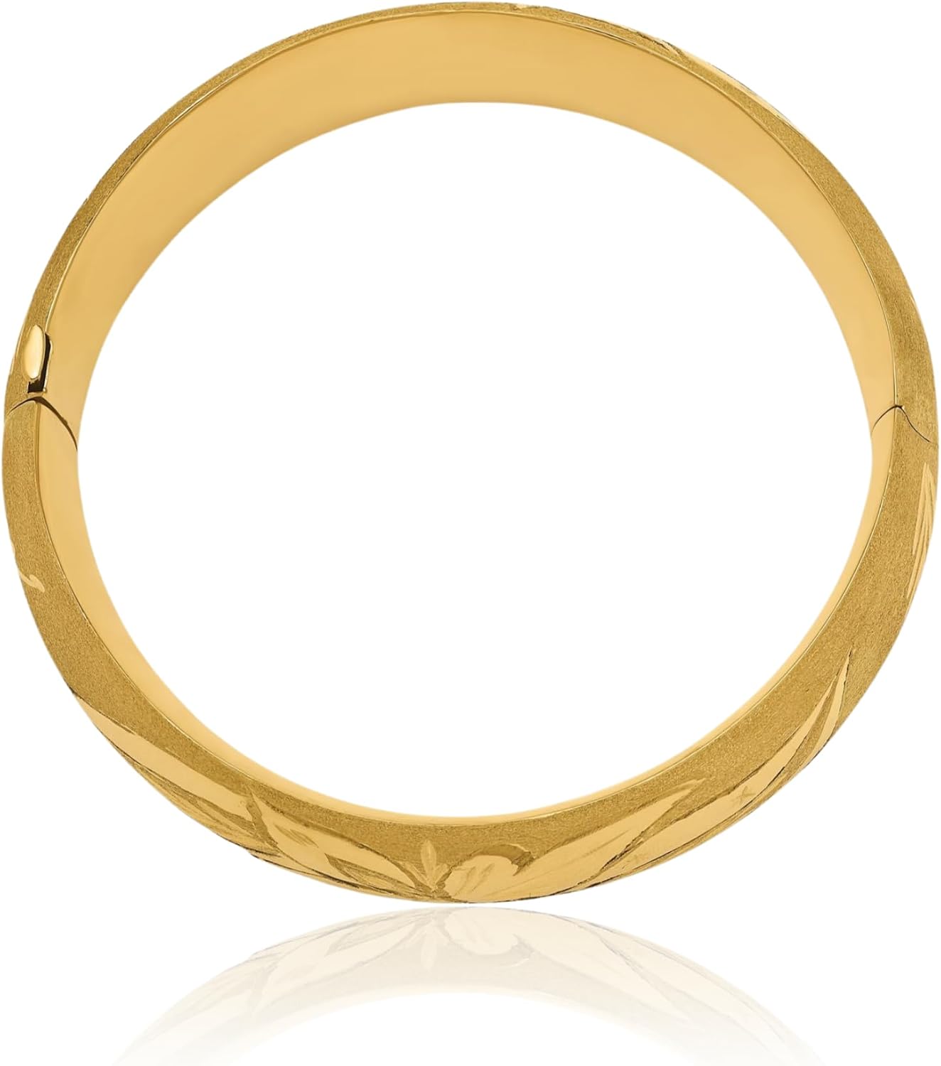 IceCarats 14K Solid Yellow Gold Florentine Hinged Bangle Bracelet 8 inch Diamond Cut, Matte For Her