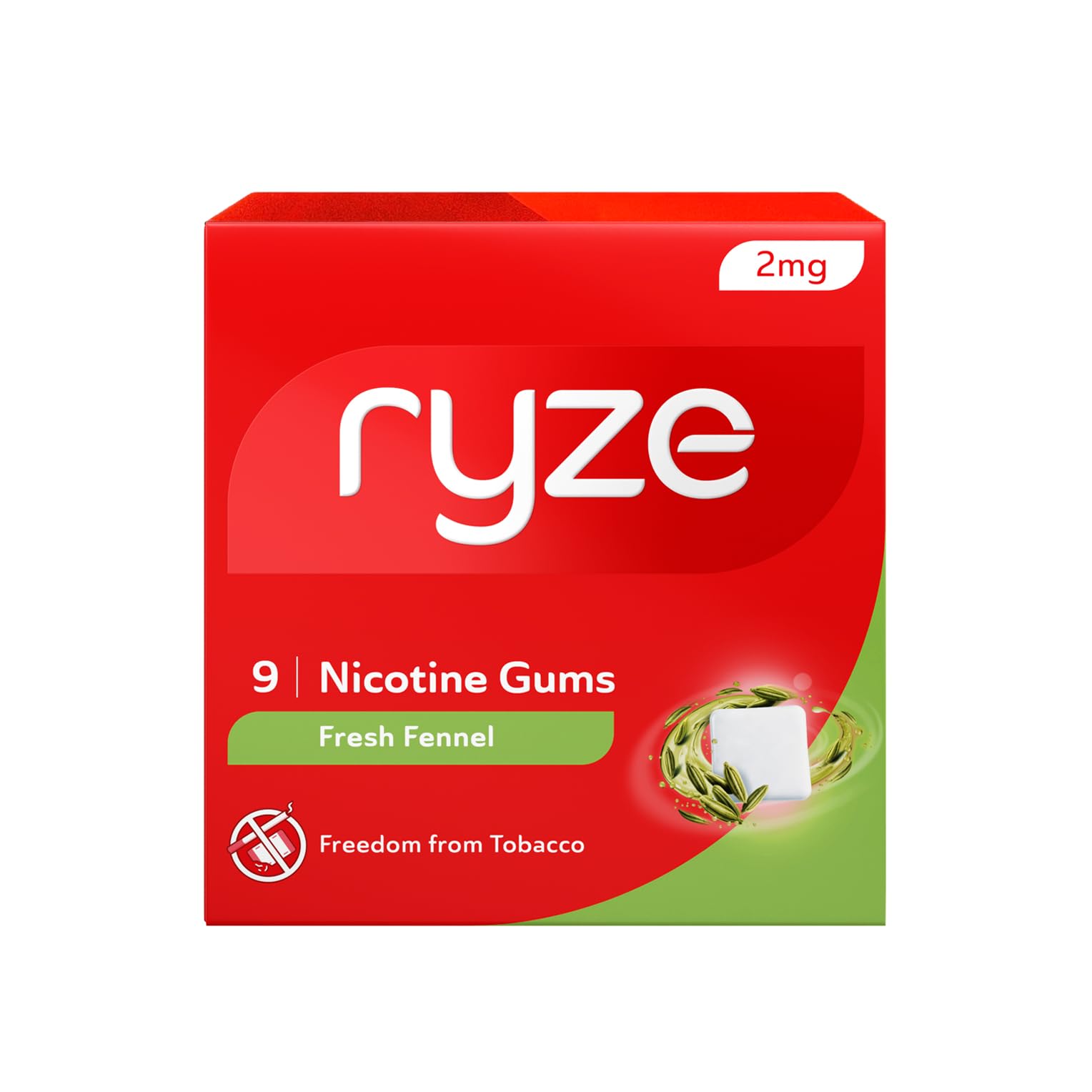 RYZE Nicotine Gum 2mg | Pack of 10 (90 gums) | Fresh Fennel | Freedom from Smoking & Tobacco | Easy on Throat | Sugar Free | Teeth Whitening