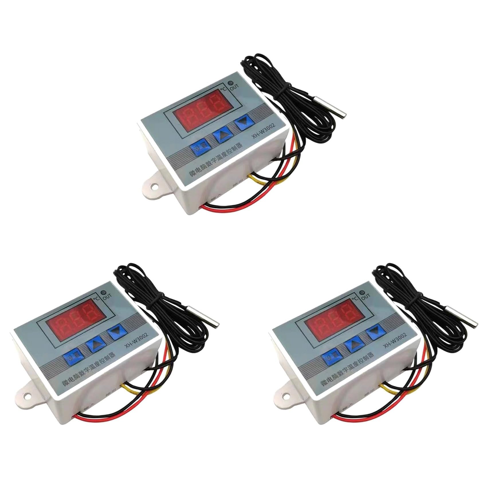 Rersduyt As Shown 3X 12V Professional W3002 Digital Led Temperature Controller 10A Thermostat Regulator Xh-3002