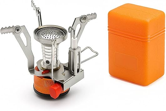 Portable Backpacking Stove - Ultralight Windproof Camping Stove with Piezo Ignition Mini Butane Gas Burner, Stable Support for Outdoor Adventure Cooking, Hiking, Camping, Picnics