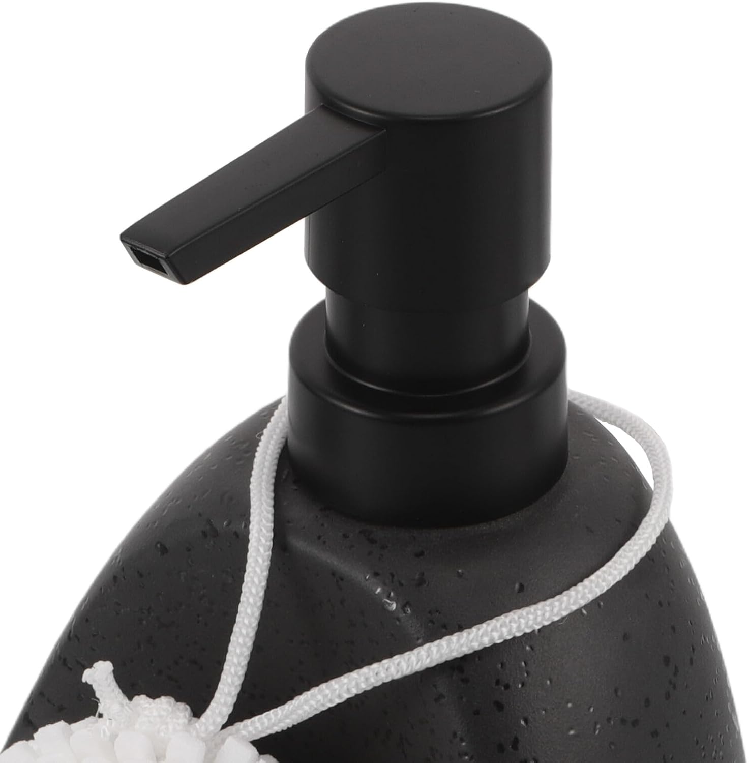 PRETYZOOM Ceramic Liquid Soap Dispenser with Pump for Bathroom and Kitchen Countertop, Black Two-in-one Shower Gel and Hand Dish Soap Bottle, Space-Saving Refillable Bathroom Accessory image 3