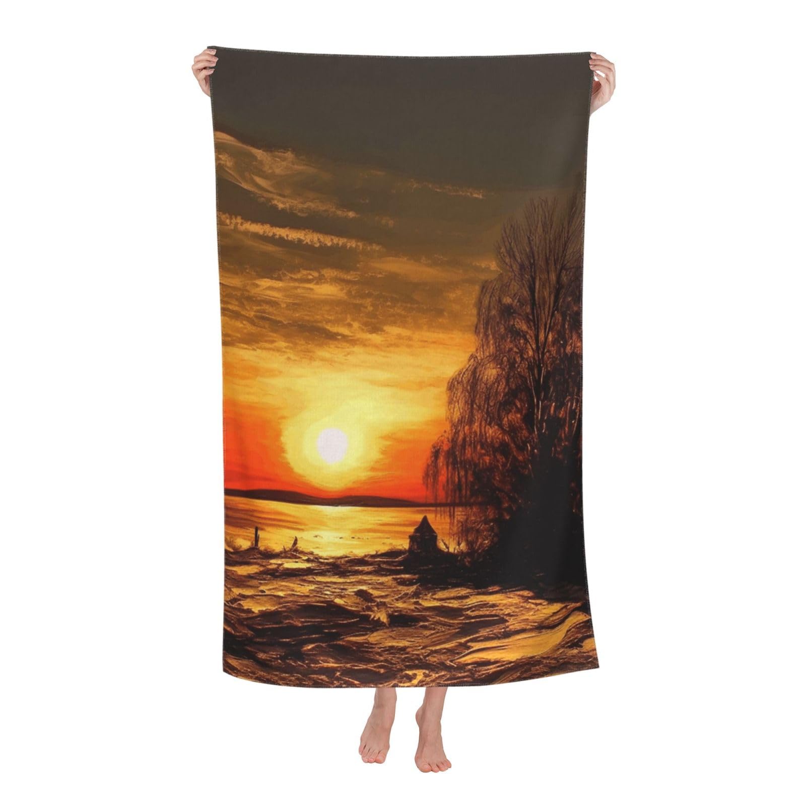HLBSDM Sunset Beach Towel 52 x 32 in Vacation Essentials Quick Dry Sand Free Pool Swim Towel Super Absorbent Bath Towels Oversized Gym Towels Travel Blanket Gift