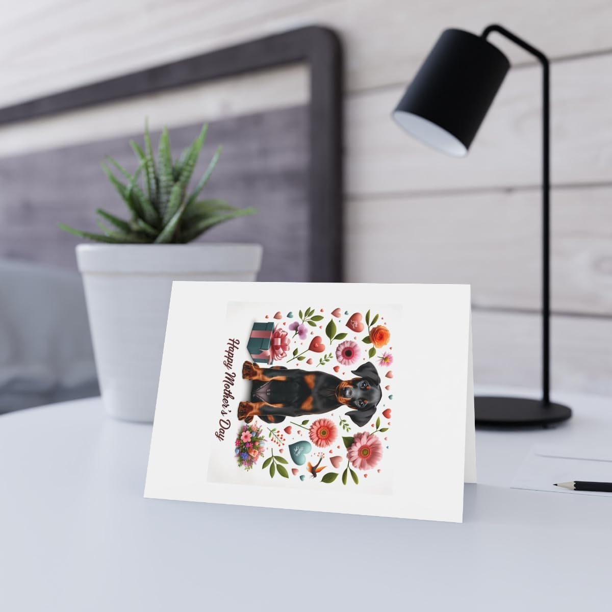 DistinctInk Greeting Card/Note Card - Doberman Pinscher Puppy Mother's Day - PACK of 25
