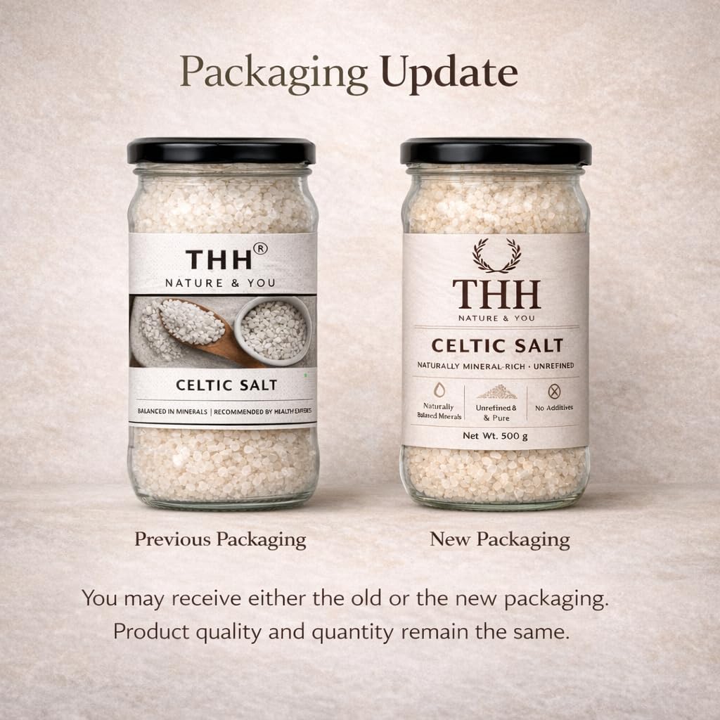THH Celtic Salt - 500gm | Coarse Sea Premium Salt (Sel Gris) With Full of Minerals | Premium Glass Jar | Organic Hand Harvested and Edible Celtic | For Cooking & Baking 2