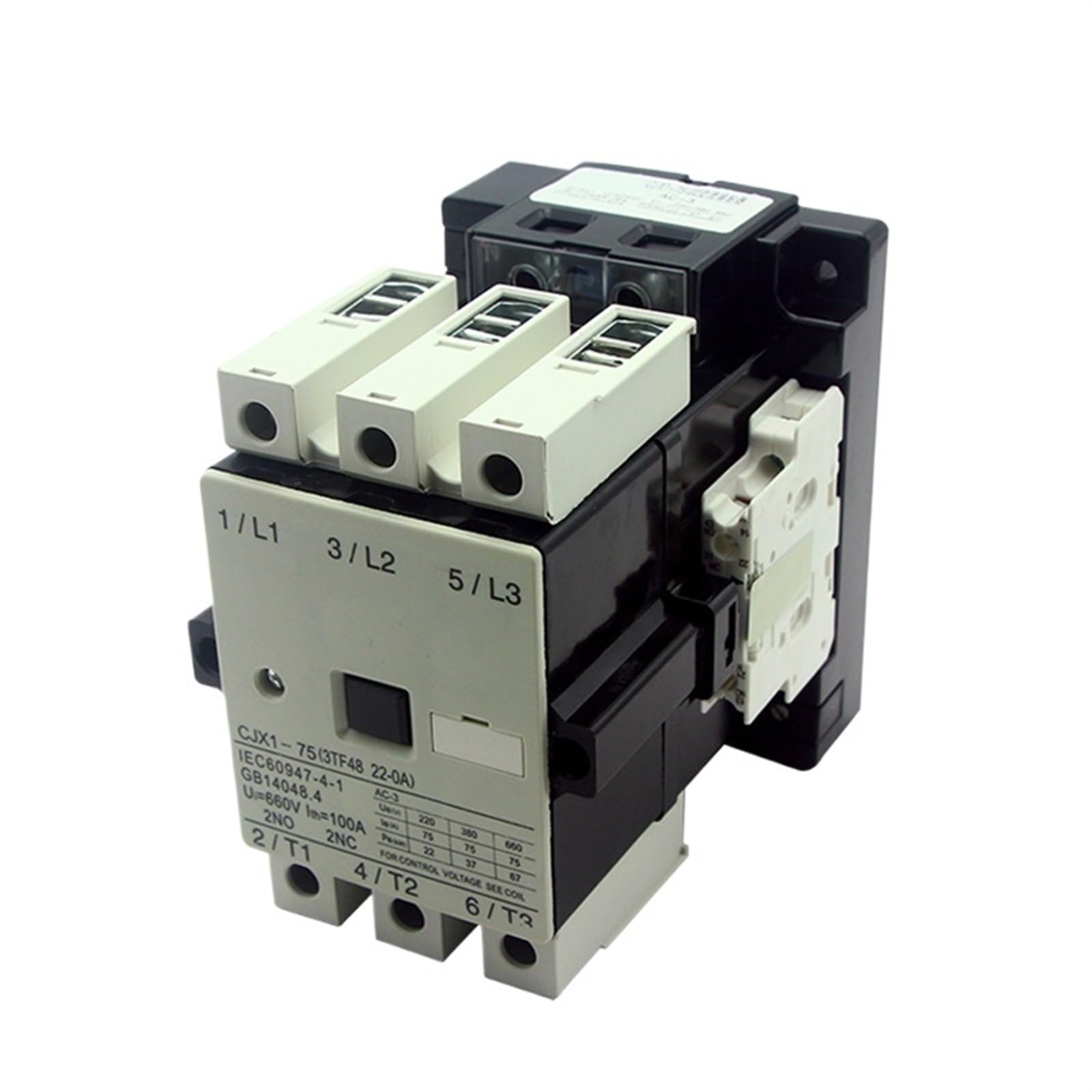 Contacteur électrique CA CJX1-75 3TF48 75 A conception robuste bobine AC220V