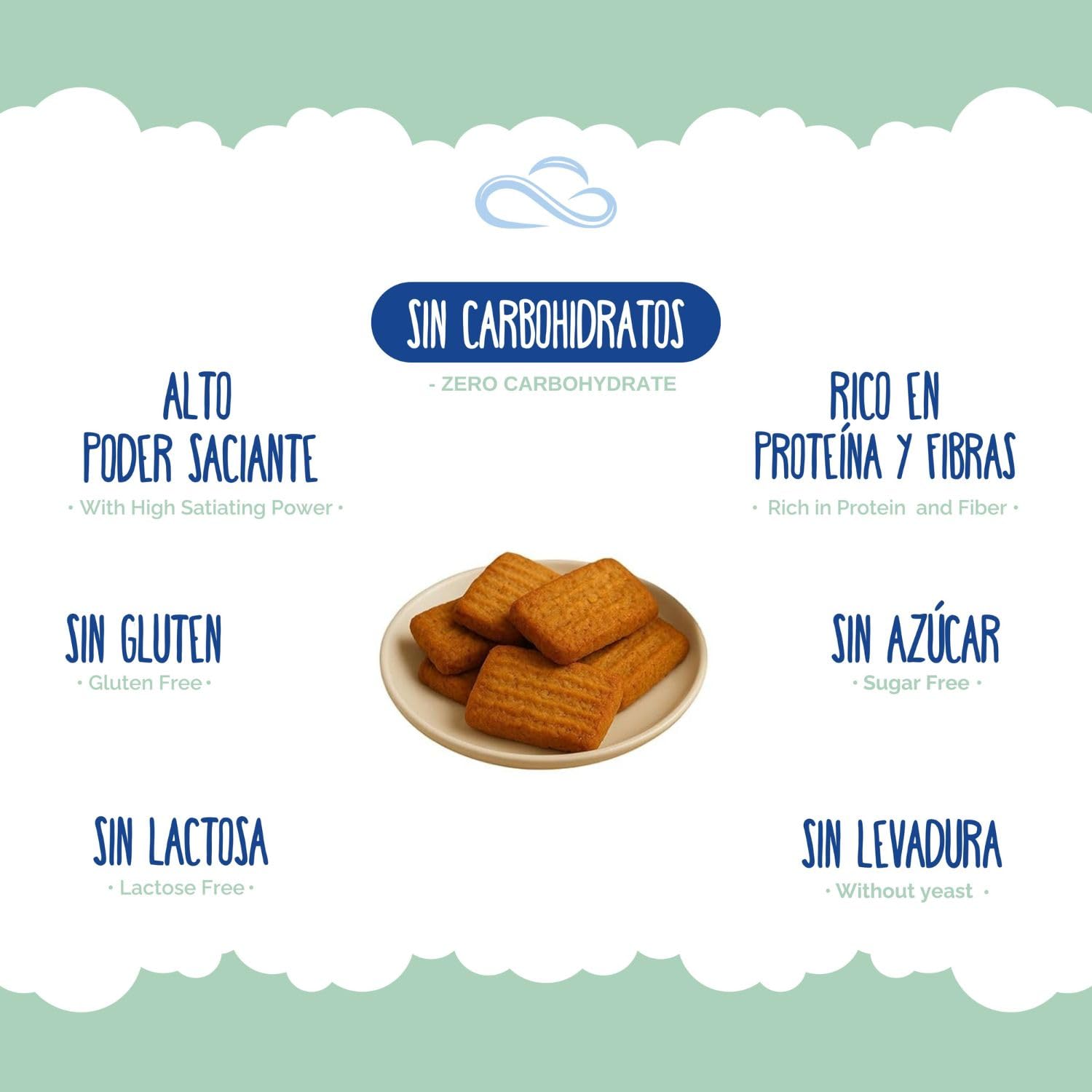 Nuvola Zero BiscoZero Limón y Jengibre, Galletas sin azúcar ni carbohidratos, Galletas Keto Proteicas, Sin Gluten ni Lactosa, Ricas en Fibra, Paquete de 10
