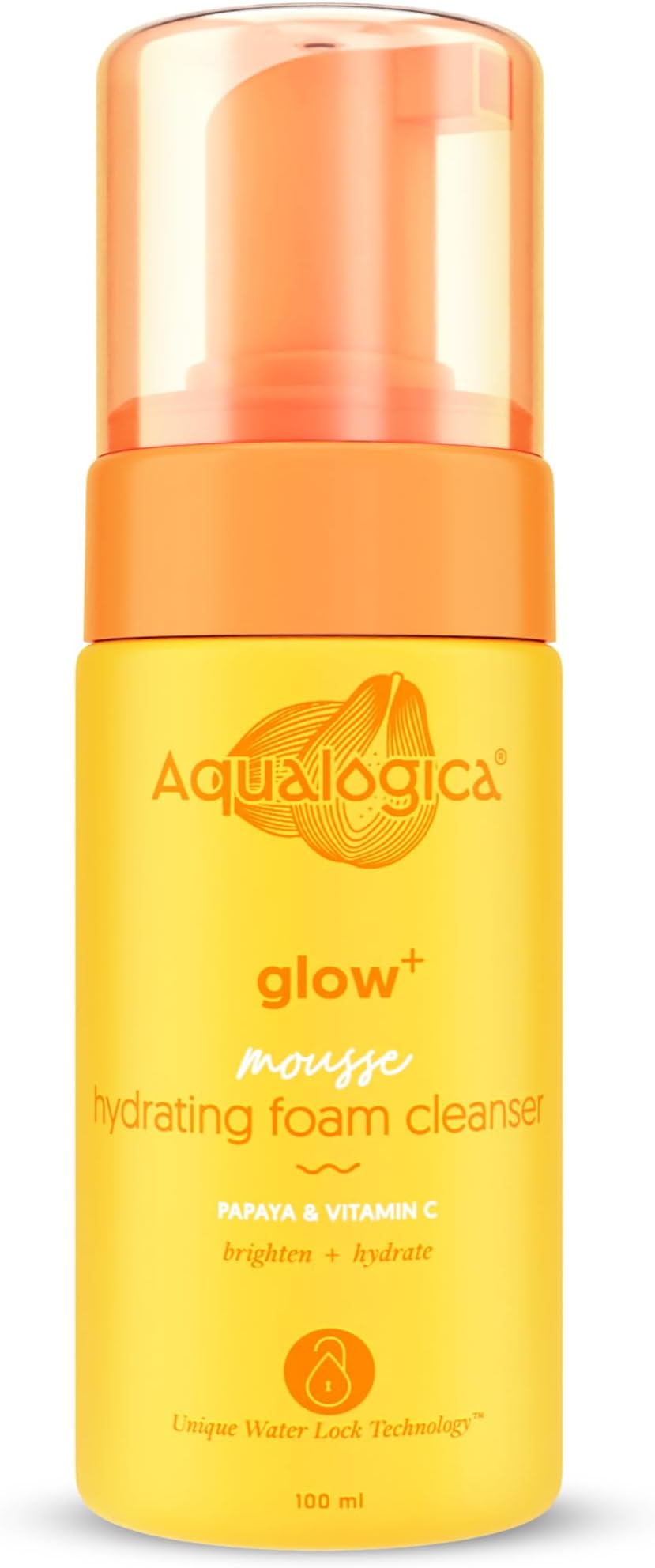 Aqualogica Glow+ Mousse Hydrating Foam Cleanser | Foaming Cleanser | Foaming Face Wash | Gentle Cleansing- 100 ml | Gently Cleanses | Hydrates Skin & Adds Glow | Evens Skin Tone