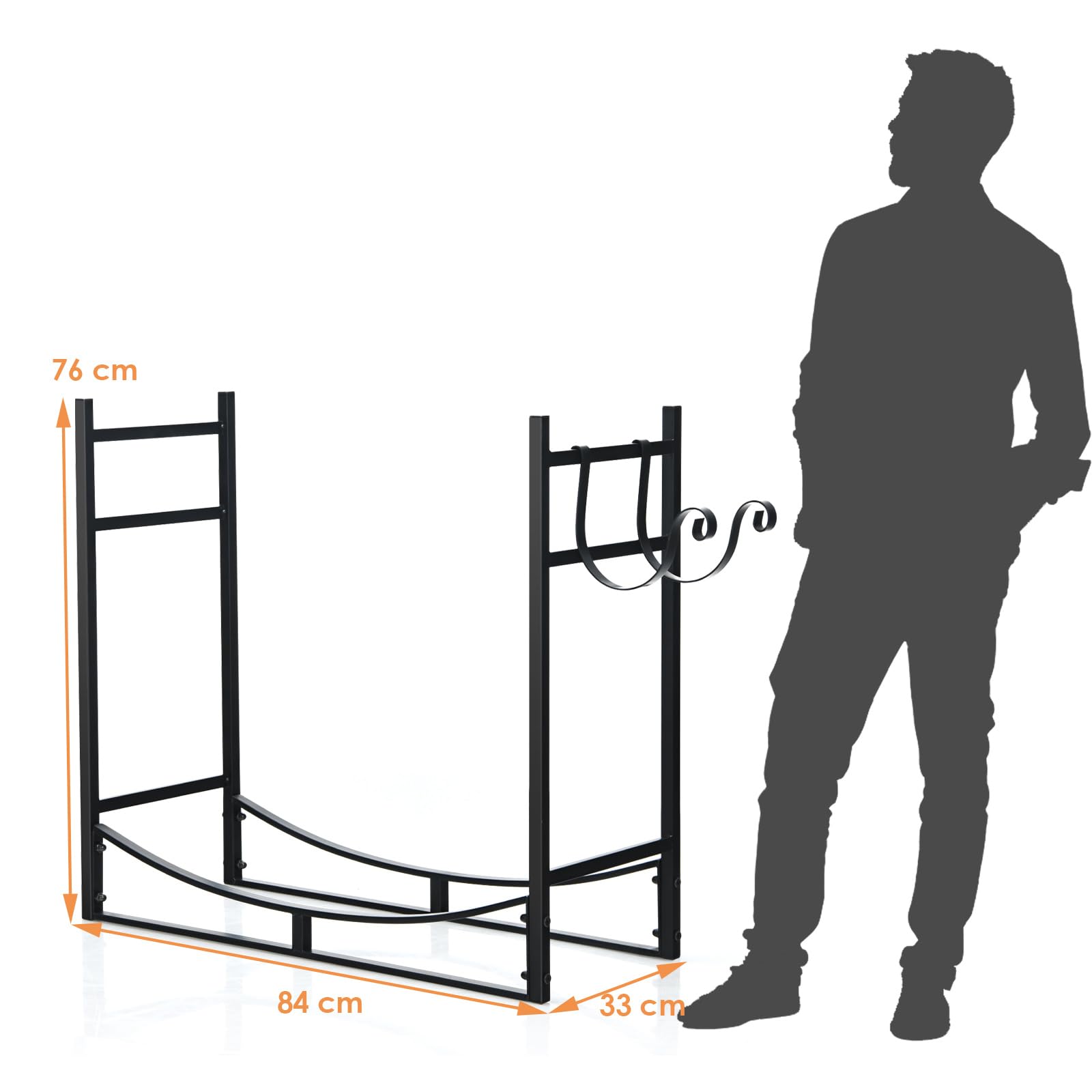GYMAX Porte-Bûches Métal 50 kg 82,5 x 33 x 76,5 cm Intérieur Extérieur