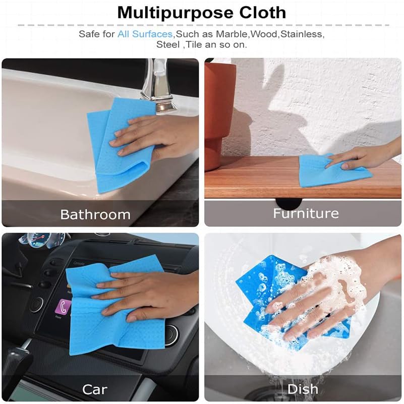 Cleonest Sponge Wipes- Reusable, Kitchen and House Cleaning- Easy to use, Cleans Any Mess in a Swipe, Absorbs Water its own 10x Weight, Multi- Color, Biodegradable (Pack of 10) 3