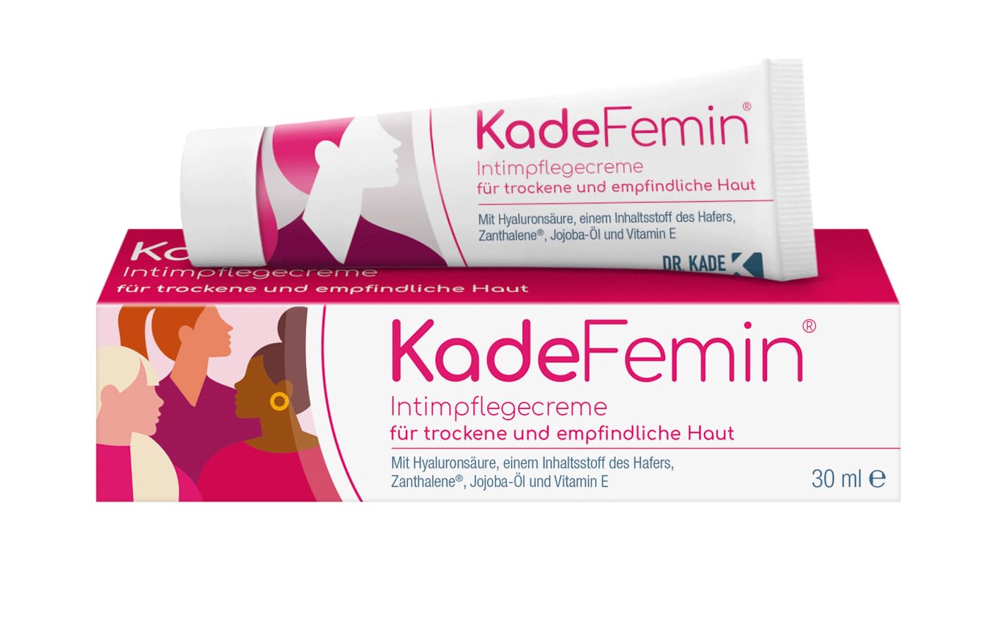 KadeFemin Intimpflegecreme: Die beruhigende Intimhygiene für Frauen mit feuchtigkeitsspendender Hyaluronsäure, 30 ml