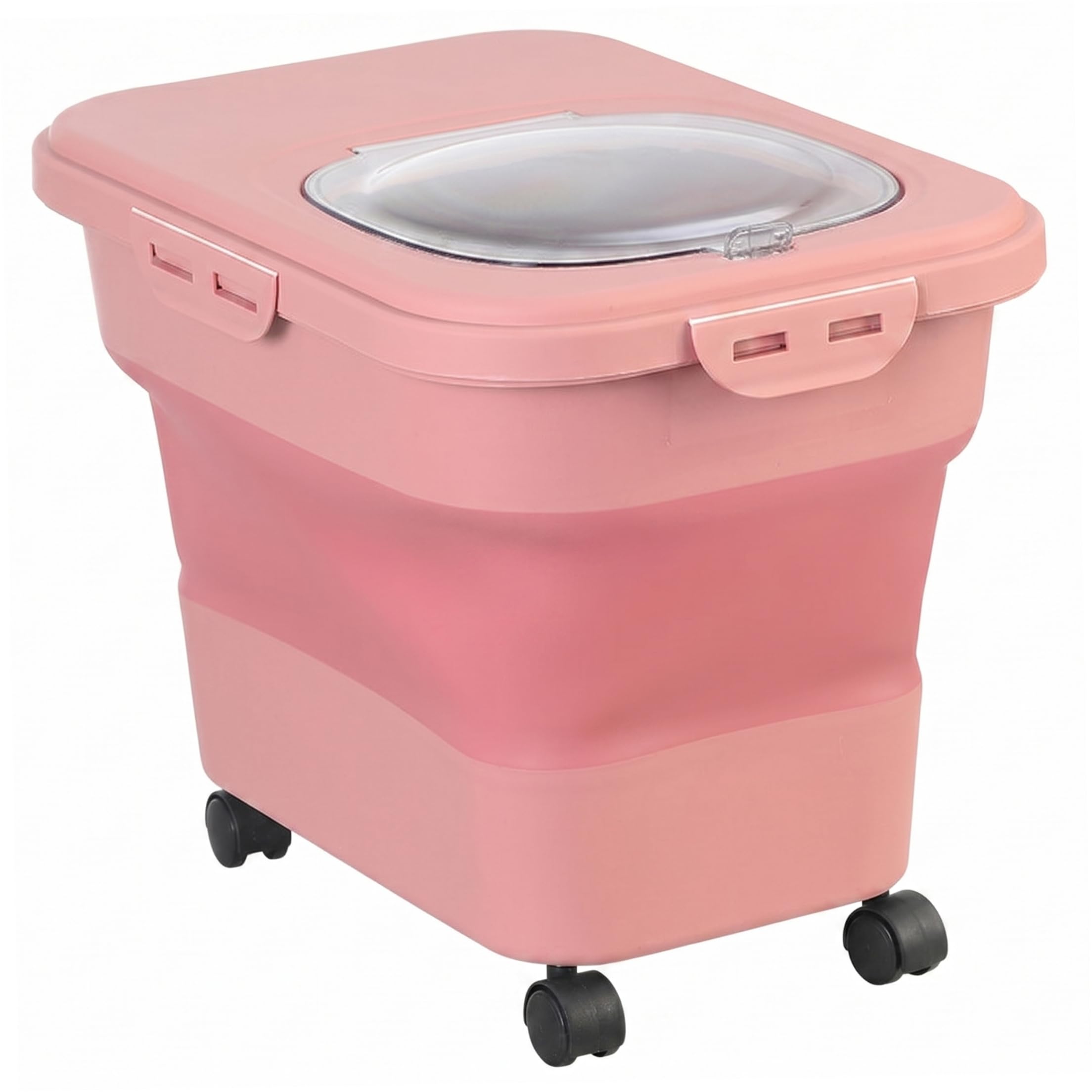 NASSMOSSE Pet Food Container, 20L Collapsible Pet Food Storage Containers, Airtight Rice Storage Container With Rolling Wheels