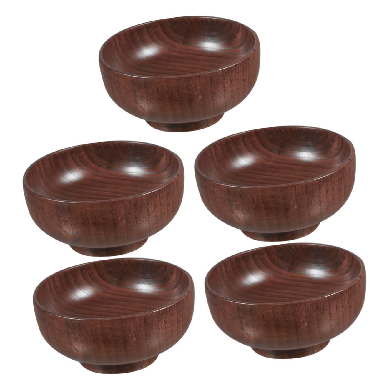 Cabilock 5 Piezas Tazón De Madera Anti-escalés Servicio Tazón De Frutas Bol Servidores De Ensalada Tazones Pequeños Ensaladeras De Madera Cuencos De Frutas Coffee