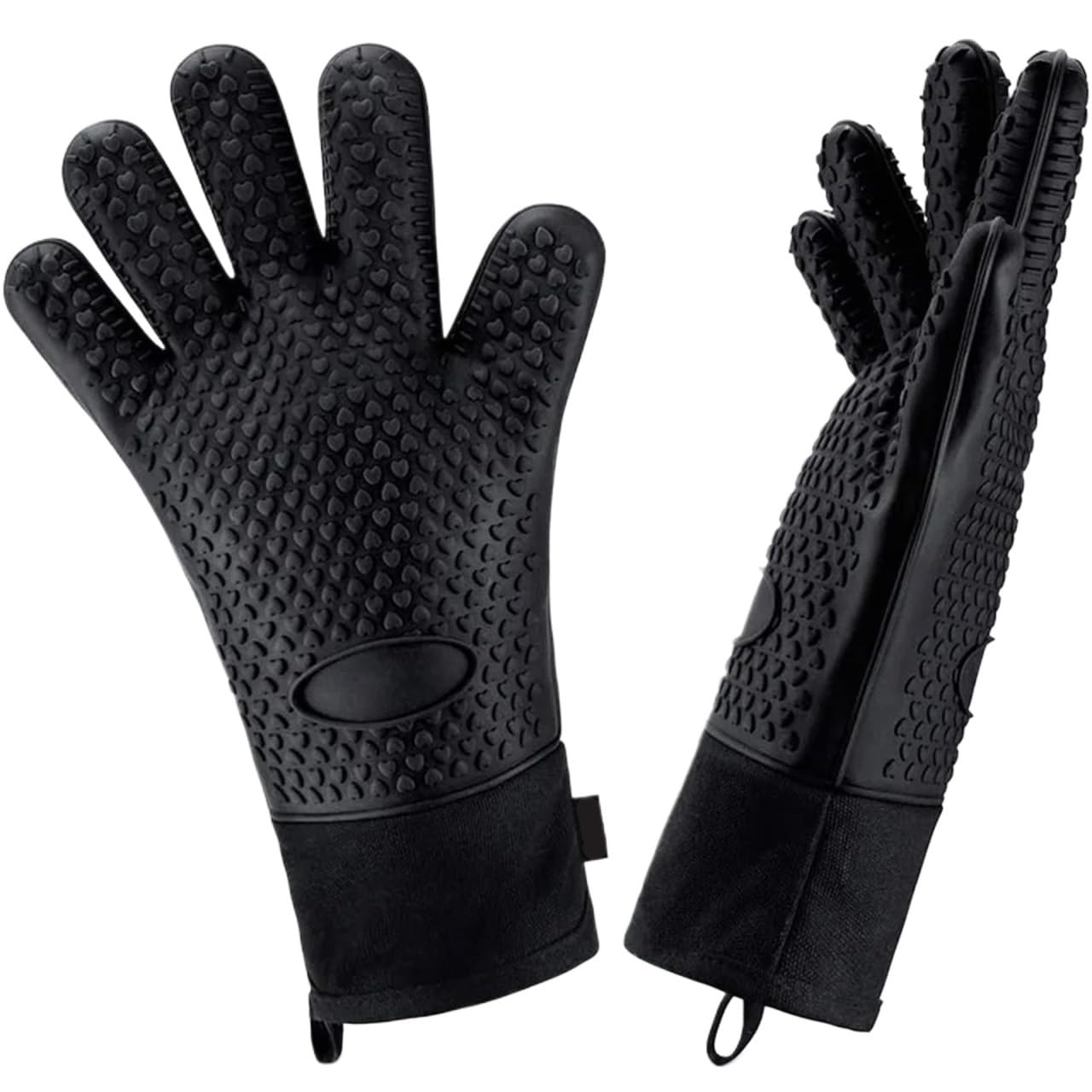 Guantes Largos Y Gruesos De Silicona Antideslizantes, Resistentes Al Calor, Manoplas For Horno Microondas, Cocina, Barbacoa, Hornear, Cocinar, Lona, ​​Costura, For para Barbacoa(Red Pair)