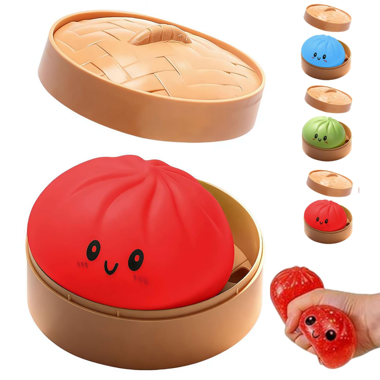 Glitter Dumpling, Mystery Dumpling Box with Colorful Dumplings Stress Balls, Soft Sensory Fidget Toy for Anxiety Relief, Cute Dumplings Decompression Dough for Adults Teens, Easter Basket Stuffers
