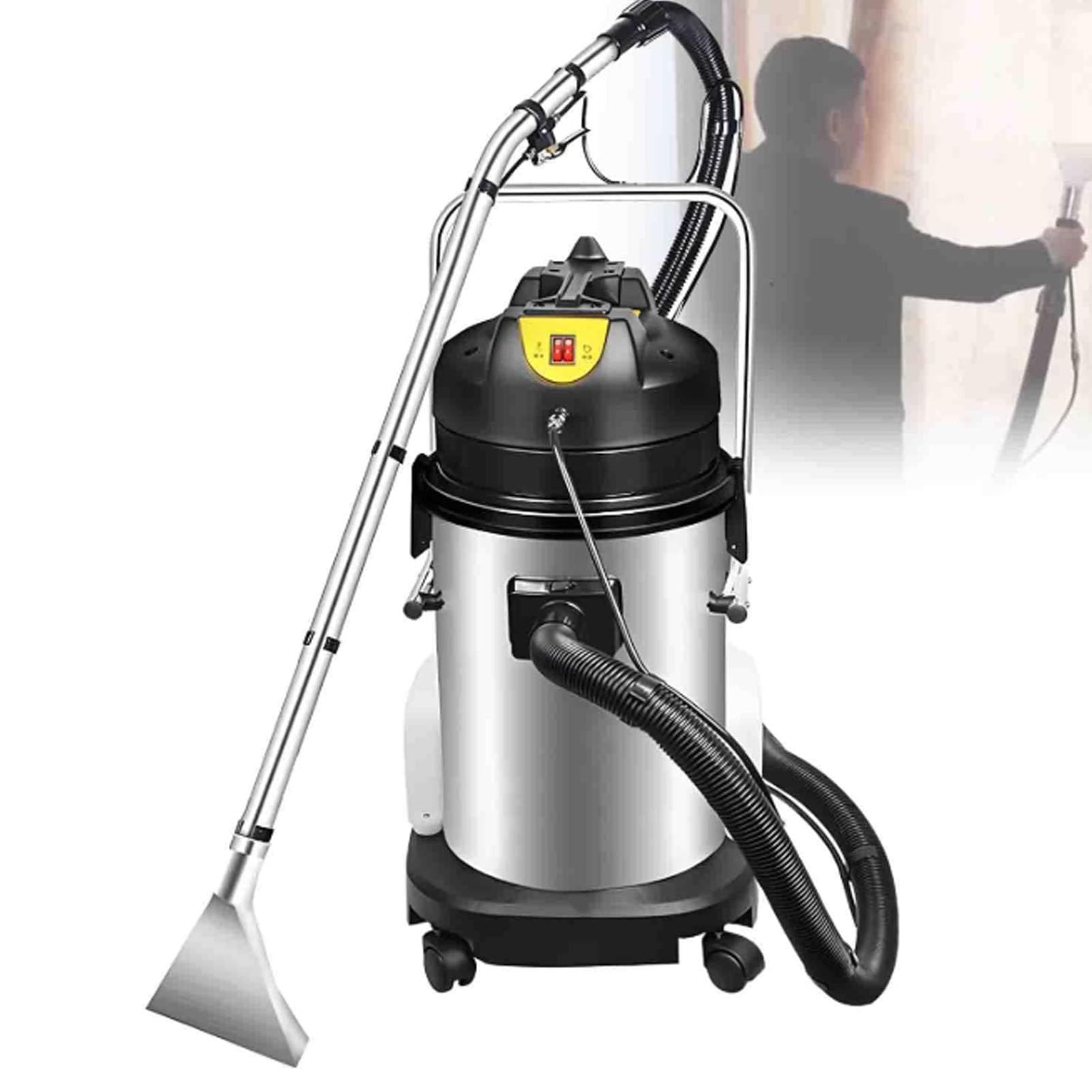 Limpiador de alfombras Comercial con Doble depósito de Agua, función de pulverización y extracción, Manguera Larga y Cepillo pulverizador para Limpieza Profunda en hoteles y oficinas. 40L