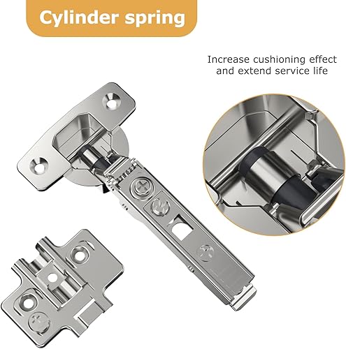 Miniatura 6 de Furniware Paquete de 10 bisagras de gabinete, ajuste 4D sin marco, bisagras de cierre suave, bisagras de cierre suave de primera calidad para