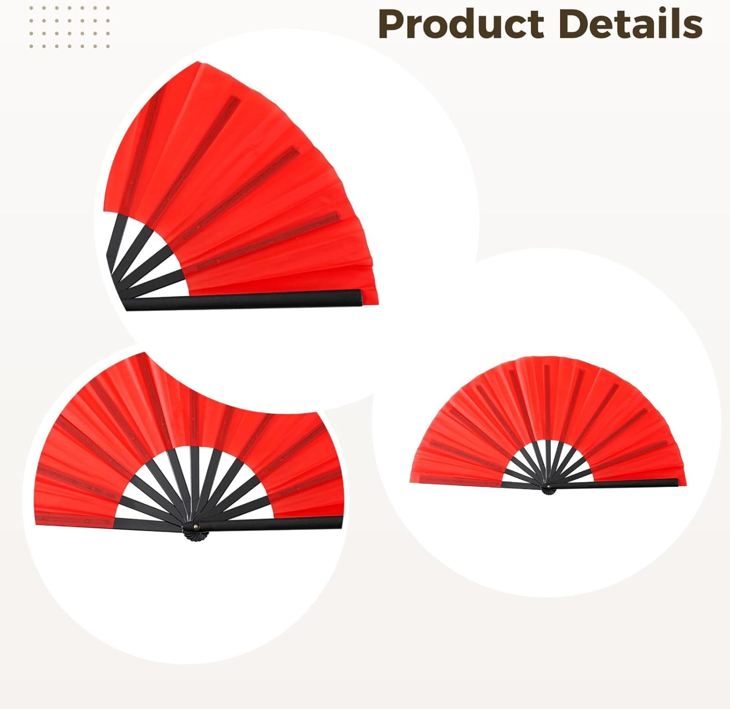 Chinese Kung Fu Tai Chi Fan, 4 Pcs 10 in Line Dance Folding Fans, Black Ribs, Popping Fans Set, Red Blue Green Rose Red