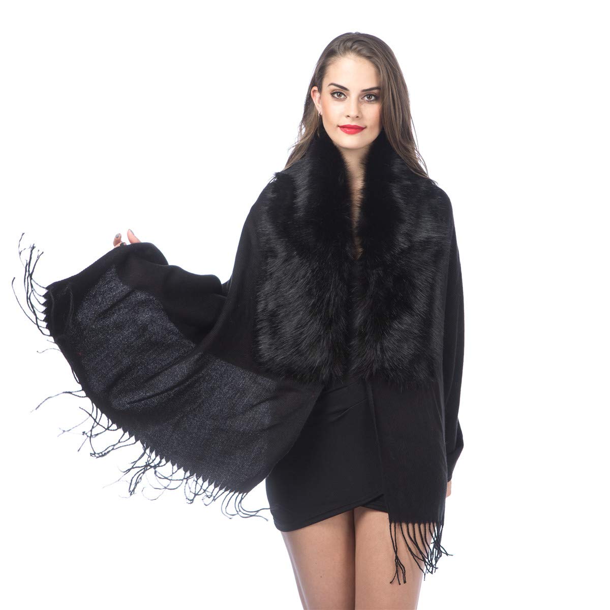 Lucky LeafCold Weather Luxurious Faux Fur Collar Joint Large Wrap Scarf for Ladies