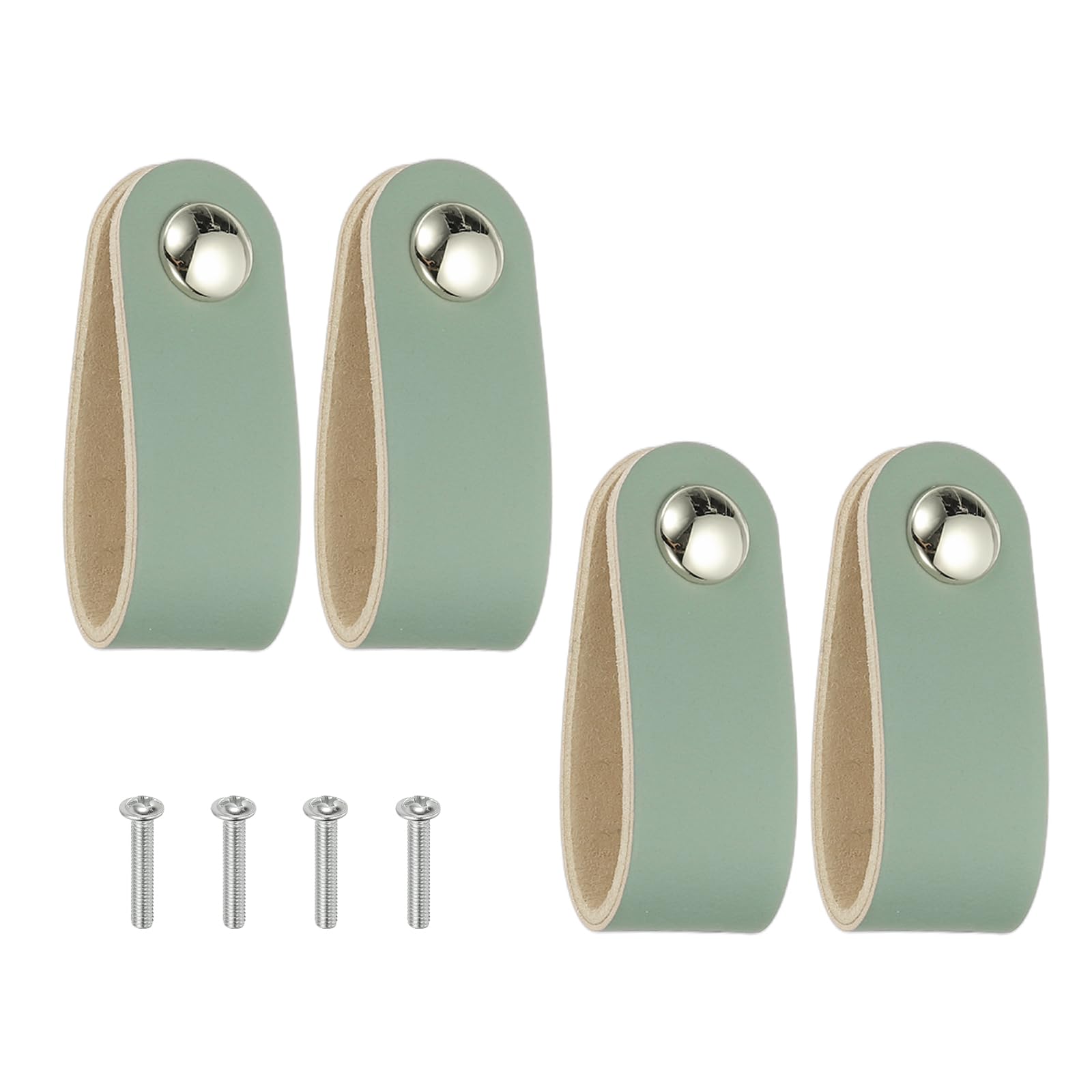 PATIKIL Leather Drawer Pulls, 4 Pcs Leather Handle Single Hole Cabinet Dresser Knobs with Screws for Bathroom Kitchen Dresser Cupboard Door, Blue — image 1