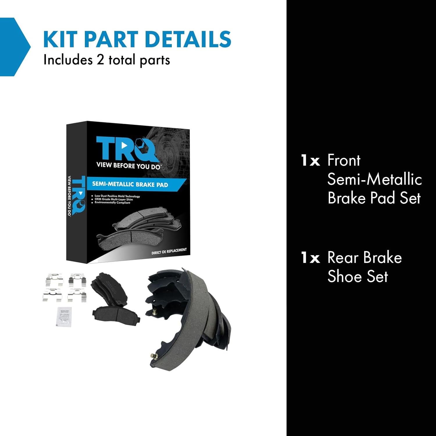 TRQ Front and Rear Brake Pad Set Semi Metallic Compatible with 2005-2006 Chevrolet Equinox 2006 Pontiac Torrent 2002-2007 Saturn Vue