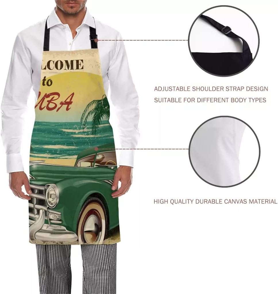 Retro Poster Aprons for Women Men Kid Cooking Baking Apron Kitchen Utility Equipment Accessories
