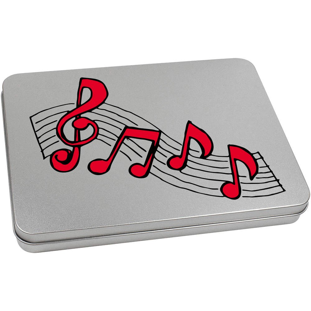 Azeeda 220mm 'Musical Notes' Metal Hinged Tin/Storage Box (TT00096781)